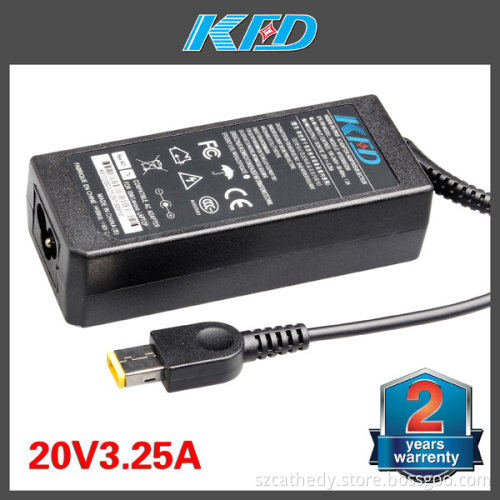 2 Years Warranty AC Adapter for Lenovo 20V 3.25A Power Adapter with USB Tips